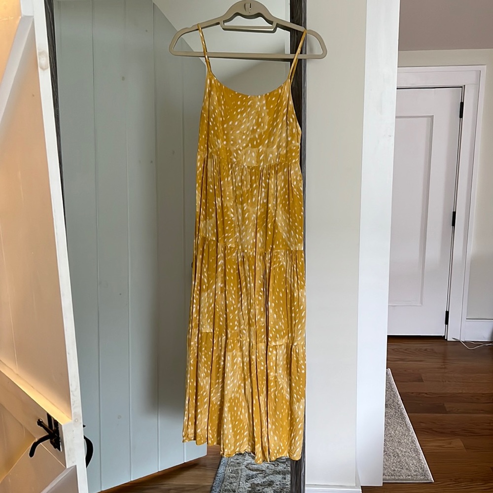 Yellow with white print Stillwater midi sundress. Size S.